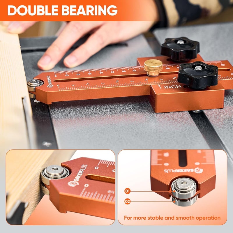 SakerPlus Thin Rip Jig Table Saw Jig Guide, Thin Rip Jig for Repetitive Narrow Thin Strip Cutting, Fits for 3/8" x 3/4" T Slot, Woodworking Tool Fast Thin Ripping Guide for Table Saw Band Saw Router - Image 5